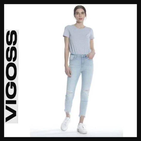 Vigross Ace High Rise Destructed Ankle Skinny Jeans, Size 32 - Picture 13 of 14